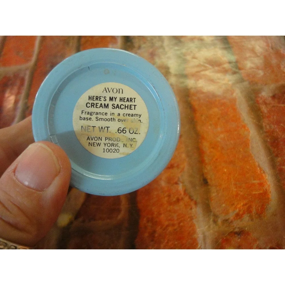 vintage Avon blue milk glass cream container etched lid beauty fragrance perfume